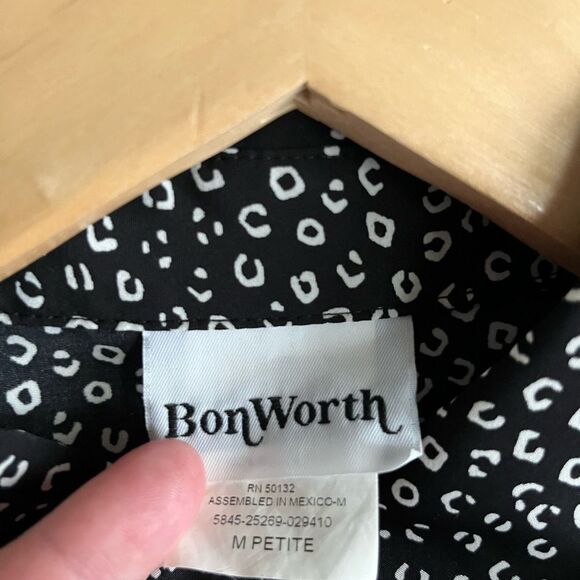 Vintage 90’s abstract black and white button blouse retro unique eclectic - Picture 3 of 10